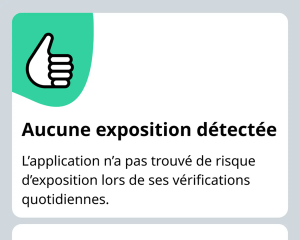 Une boite indique un statut OK. Une icône d'un pouce en l'air sur un fond vert offre une impression de sécurité. Le contenu principal renforce cette impression.
