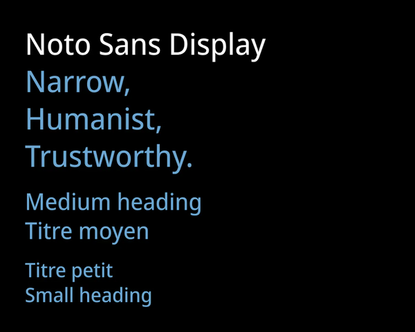 Une composition pour illustrer une typographie. La fonte est légèrement condensée et de type humaniste. Elle est de la famille Noto Sans.