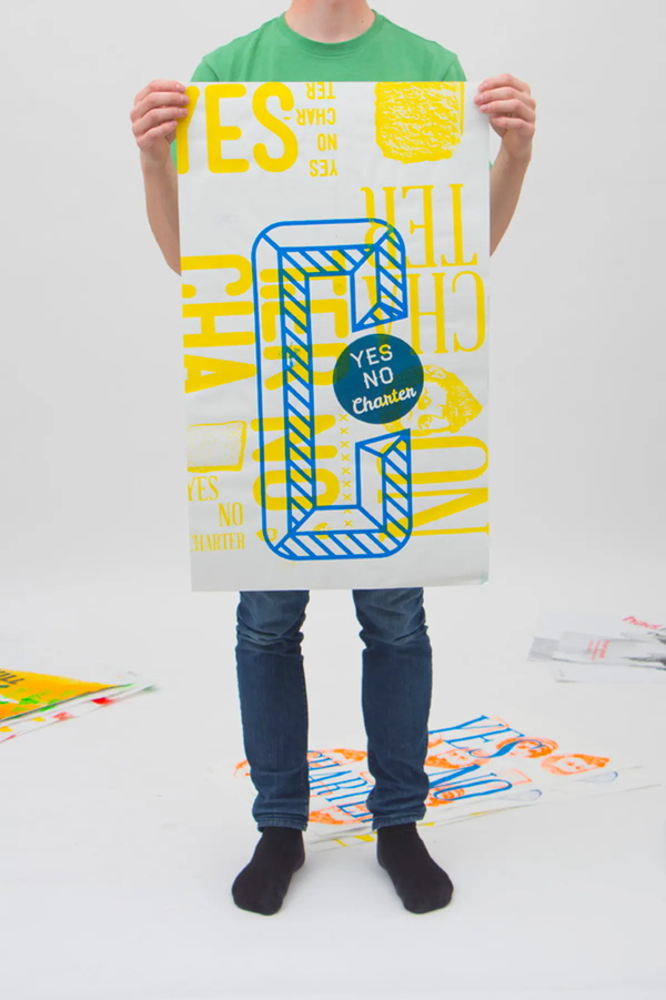 Person holding a poster for scale. Poster measures from the knees to the upper chest.