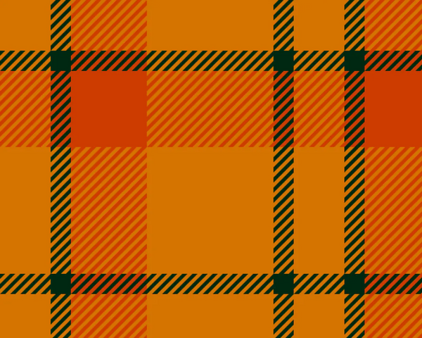 Motif tartan en carreaux. Les couleurs dominantes sont le orange et jaune.