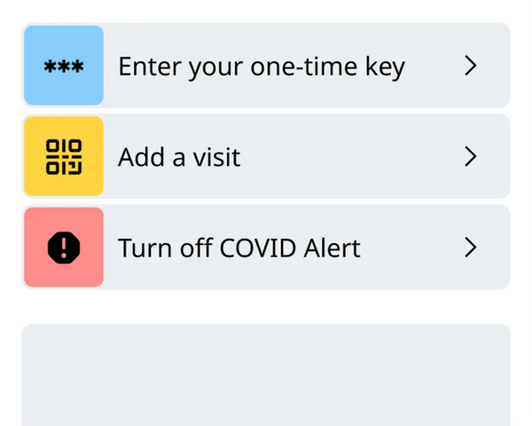 Trois options de navigation. Chaque option possède une icone, une couleur et un libellé différent