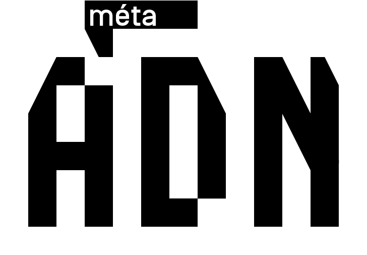 Les lettres A, D et N composent le logo ADN. Une etiquette intitulée 